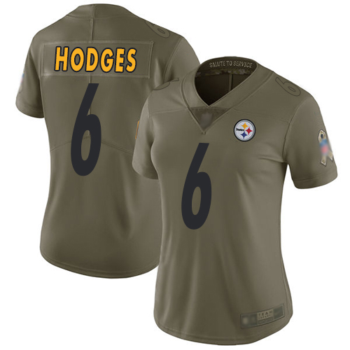 Women Pittsburgh Steelers Football #6 Limited Olive Devlin Hodges 2017 Salute to Service Nike NFL Jersey